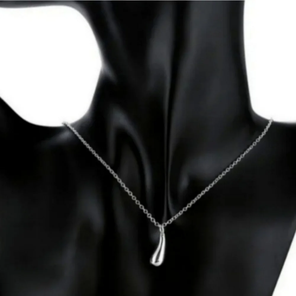 925 Sterling Silver Waterdrop Jewelry Set Bracelet Necklace Earrings and Ring - Picture 13 of 16